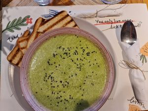 Broccoli soup at  Broccoli Restoran in Novi Sad