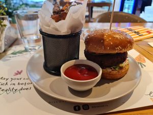 Veggie burger at  Broccoli Restoran in Novi Sad
