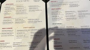 Menu  at Namaste Nola in New Orleans