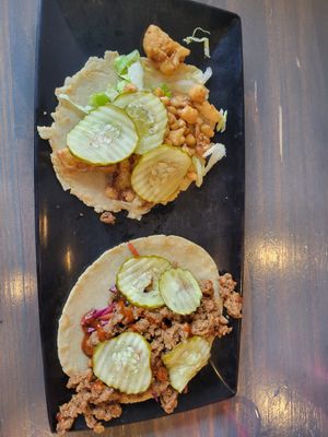 Tammy (impossible) and Rina (cauliflower)- without the honey at Irma's Tacos, Craft Beer and Tequila Bar in Venice