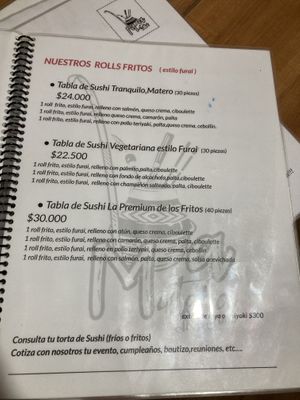 Menu  at La Matera in Rio Ibanez