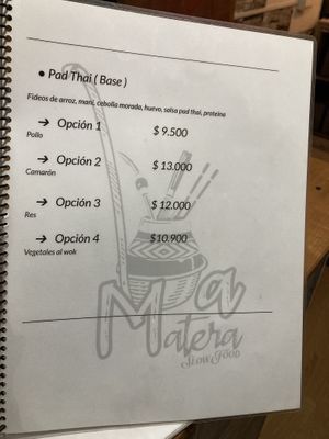 Menu  at La Matera in Rio Ibanez