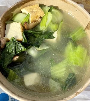 Green veggie broth  at Chay Corner in Da Lat