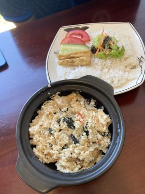 Scrambled tofu with ricee  at Chay Corner in Da Lat