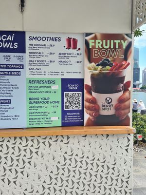 Smoothie menu at The BerrySpot - Esplanade in Central Singapore