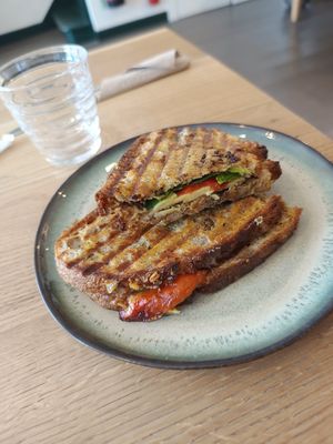 Pesto, spinach and cheese toasted sandwich at Little Collins CBD  in Dublin