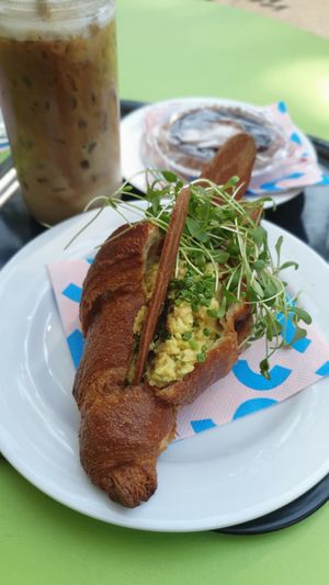 Egg and Bacon Croissant at Bakery Bakery  - ThreeOfive in Zurich