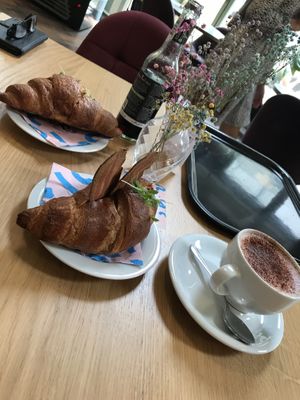 Our filled croissants and drinks    at Bakery Bakery  - ThreeOfive in Zurich