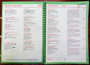 Menu page at The Vegan Monkey at The Vegan Monkey in Berlin