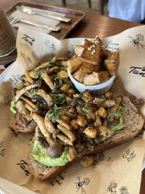 mushroom + avo toast with added tofu   at TAN HOSTEL x CAFE in Ao Nang
