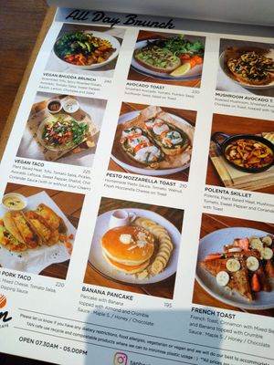 Menu with vegan options. Not including 7% service fee. #Veganuary at TAN HOSTEL x CAFE in Ao Nang