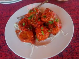 Spicy Veg Momos at Dunes Restaurant in Mandrem