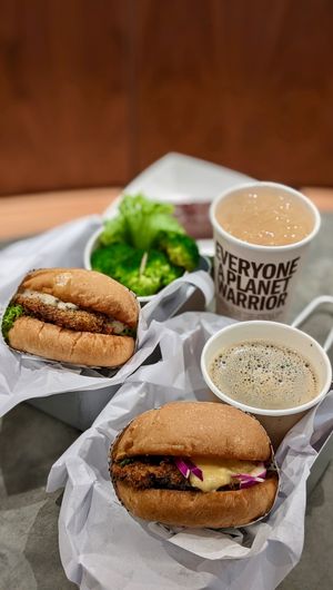 Vegan Truffle Bello Burg, Shrooms Burg, Gluten-Free Brownie at VEGANBURG - Woodleigh Mall in Central Singapore
