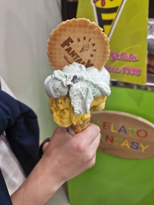 Mint choc chip and banana at Gelato Fantasy Castello in Venice