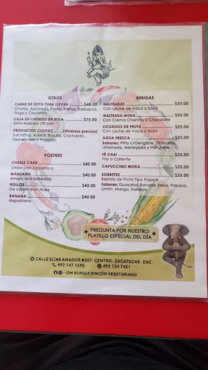  at Om Burger Rincon Vegetariano in Zacatecas
