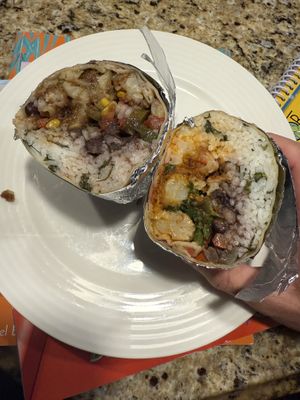 BYO cauliflower with general tao’s sauce on one and buffalo sauce on the other. Split with spouse to try two variations  at Bubbakoo's Burritos in Orlando