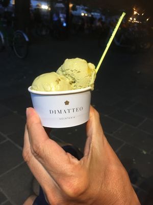 Pistachio passion fruit at Dimatteo Gelateria in Ljubljana
