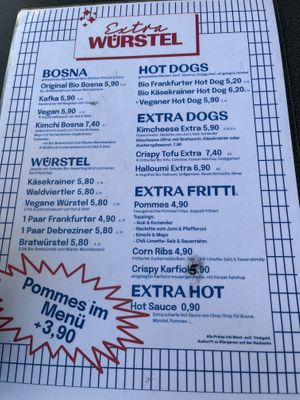 menu  at Extra Würstel - Kiosk in Vienna