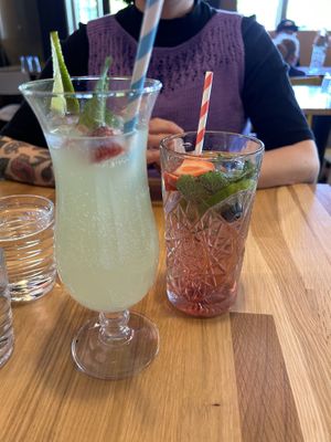 Yuzu drink and peach juice  at Kiva Ravintola in Helsinki