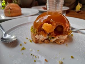 Apple Caramel (with calvados?),so yummy! at Bistrot and Chocolat in Strasbourg