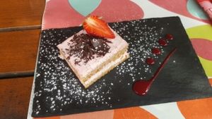 vegan raspberry cake. Dessert du jour. at Bistrot and Chocolat in Strasbourg