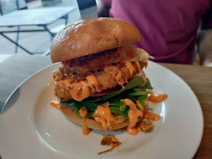 Look at this chikin burger! at Harry's at 387 in Belfast