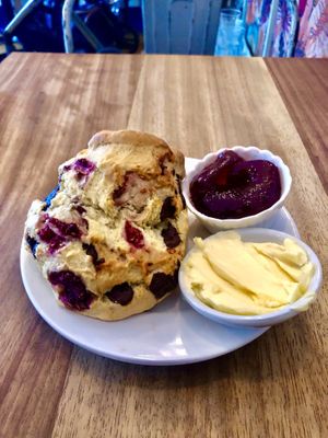 Raspberry and chocolate scone   at Harry's at 387 in Belfast