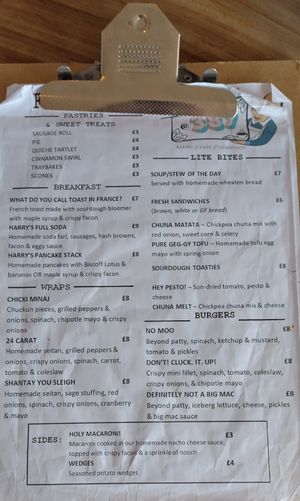 Menu as of March 2025 at Harry's at 387 in Belfast