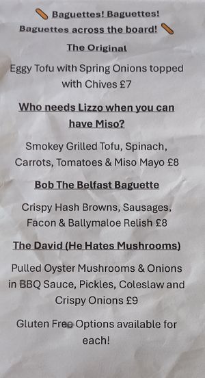 Menu as of March 2025 at Harry's at 387 in Belfast