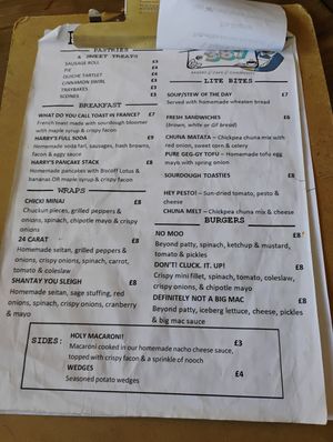 Menu at Harry's at 387 in Belfast