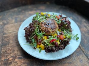 vegan cheese dumpling with salad at Greizer Hütte  in Mayrhofen