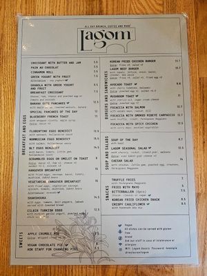 Menu front 01.05.2025 at Lagom in Amsterdam