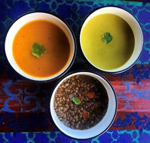 Daily vegan soups at Qusqo in West Los Angeles