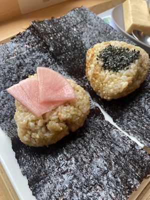 Rice ball   at Genmai Cafe in Osaka