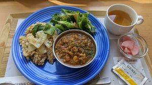 Curry set at Genmai Cafe in Osaka