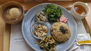 Set meal at Genmai Cafe in Osaka