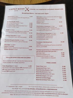 Menu page 2 (January 2025) at Turned Wood Café in Shrewsbury