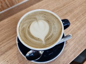 Hojicha Latte at Jing Si Books & Cafe  in Salisbury
