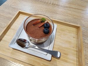 Tiramisu Chia Pudding 
w/ Jing Si Multi-Grain Powder
We are using organic Chia Seeds, specialty coffee from GoodBean, organic 50% dark chocolate, 22 types of multi-grains at Jing Si Books & Cafe  in Salisbury