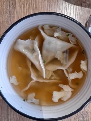 Dumpling soup at Jing Si Books & Cafe  in Salisbury