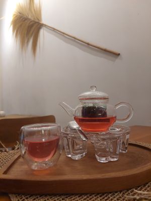Locally grown Rosella tea. A good dose of Vitamin C and good for skin health. at Wild Vegan in Ubud