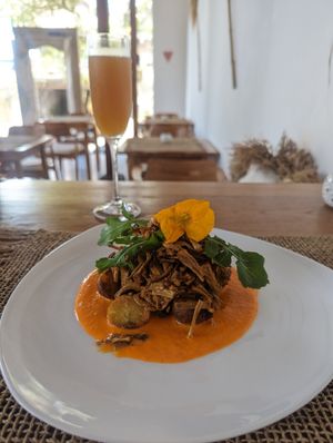 The pulled jackfruit was absolutely delicious with the spice level on point 👌🏼 at Wild Vegan in Ubud