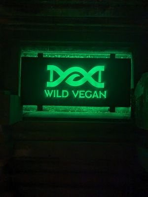 Outdoor sign at Wild Vegan in Ubud