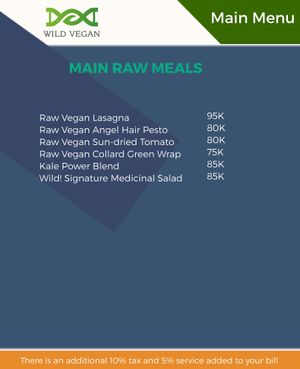 Main Raw Menu at Wild Vegan in Ubud