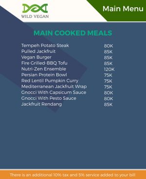 Main Cooked Menu at Wild Vegan in Ubud