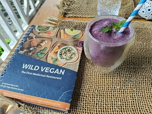 Blueberry smoothie at Wild Vegan in Ubud