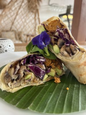 Customised burrito for breakfast   at Wild Vegan in Ubud