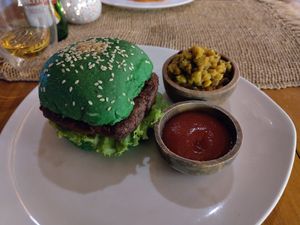 Vegan burger at Wild Vegan in Ubud
