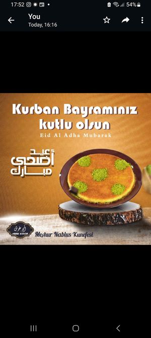 Bayramınız mübarek olsun at Abu Ghoush Künefe in Istanbul