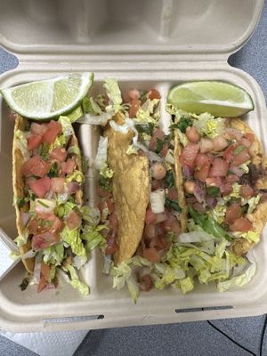 Crunchy OG tacos pinto beans and no cheese  at Funcho's Fajita Grill in Westhampton Beach